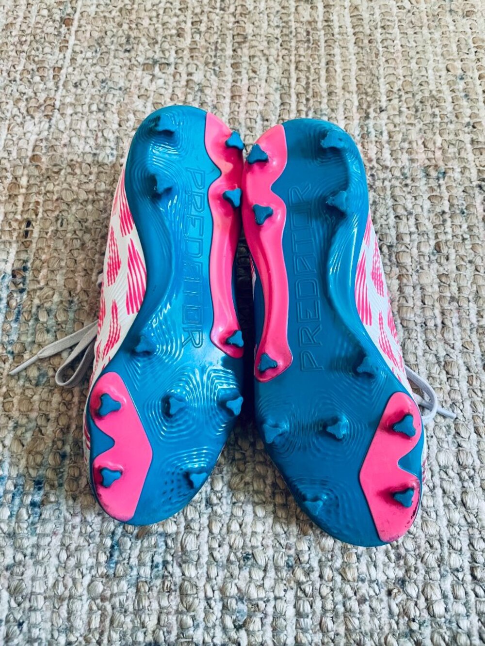 adidas Kids Girls Predator League FG Soccer Cleats White Pink Blue Size 2 - Picture 4 of 6